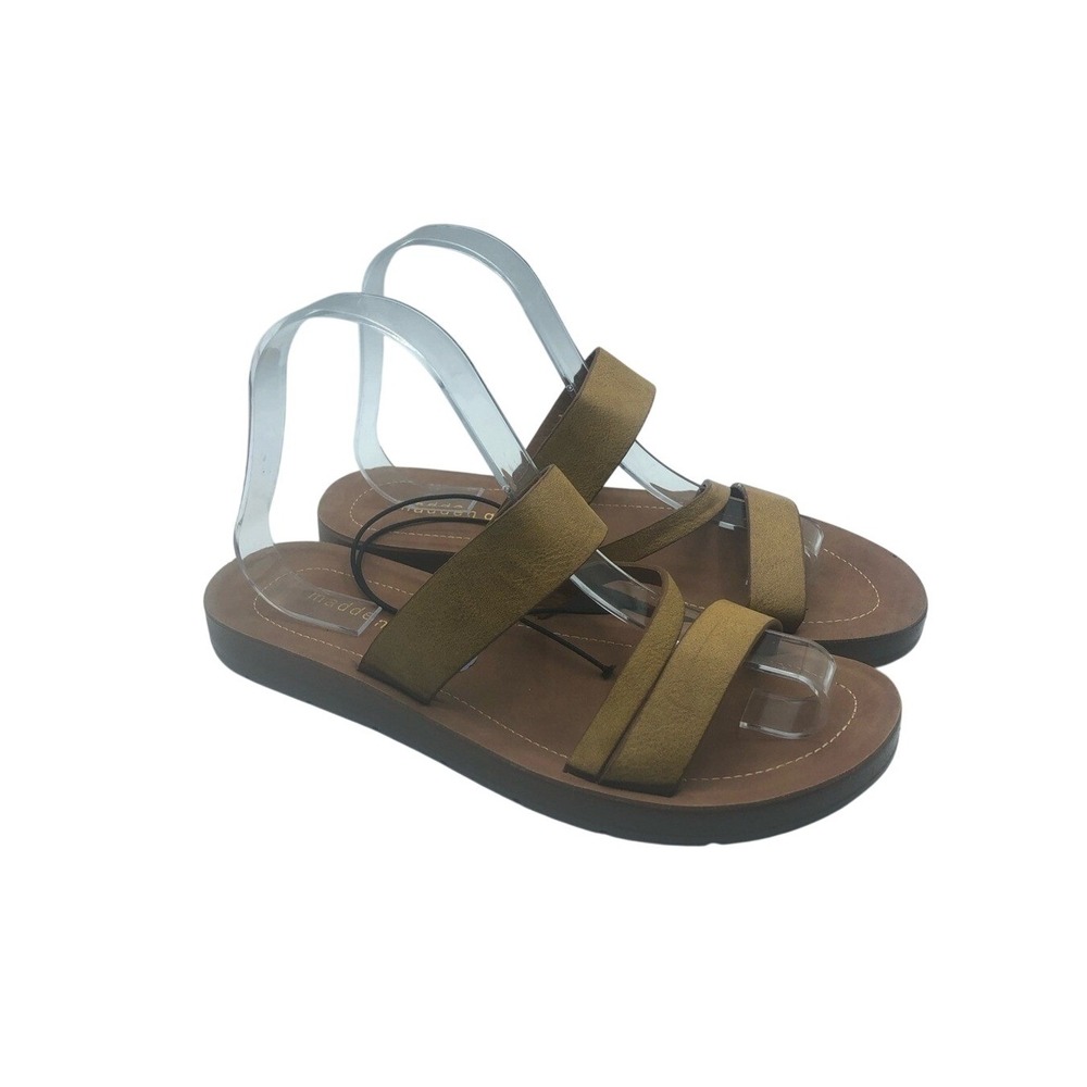 Madden Girl Sandals Size 8.5M The mustard Double Strap Slip On Casual Shoes